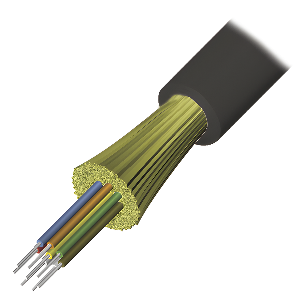 Cable de Fibra Óptica de 6 Hilos, Interior/Exterior, Tight Buffer, No Conductiva (Dieléctrica), LS0H, Multimodo OM3 50/125 Optimizada, 1 Metro (3.28