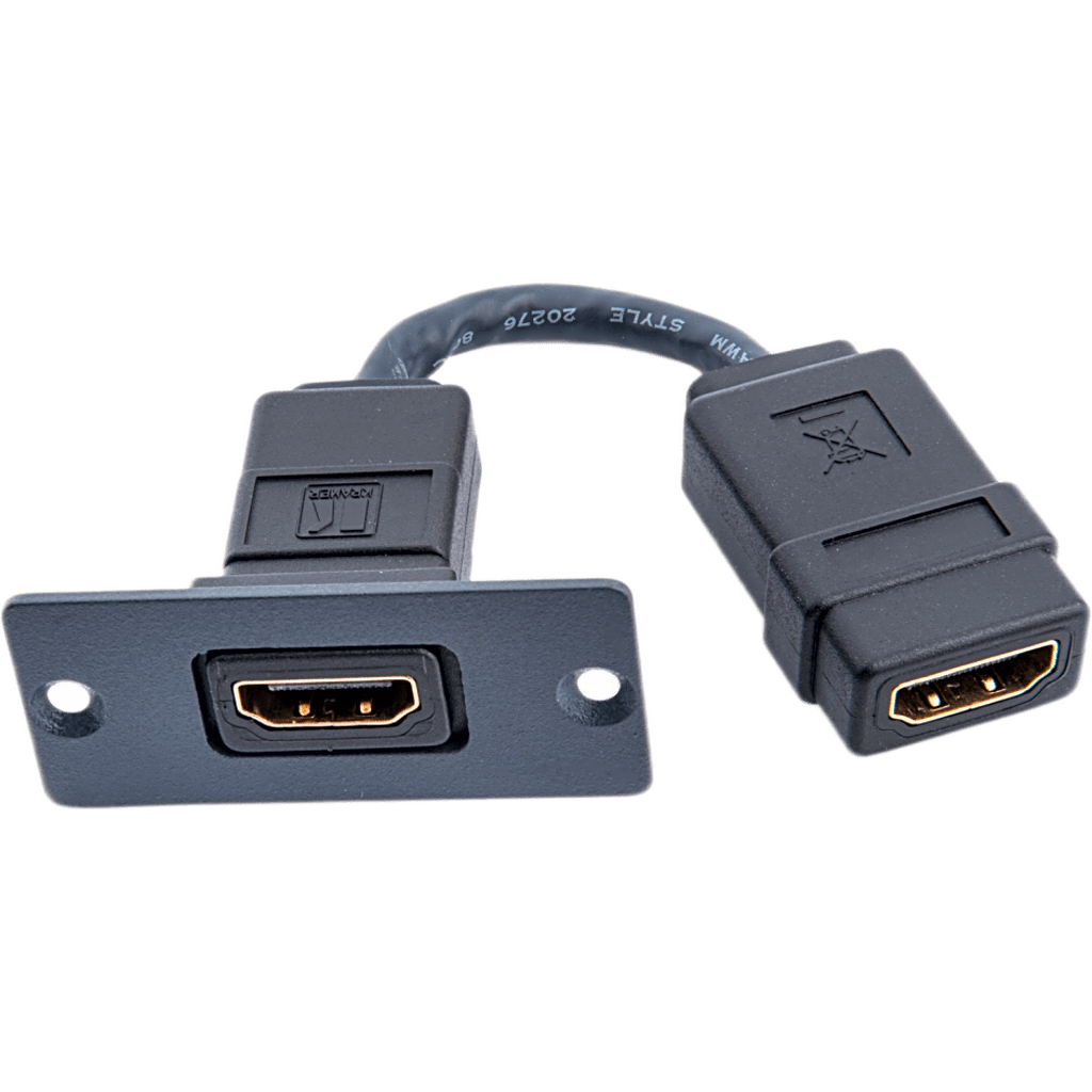 Kit Wall Plate HDMI | Frame 1 Gang METAL Versión USA | Inserción HDMI Espacio Simple | Incluye Inserciones en y Tornillos | Negro