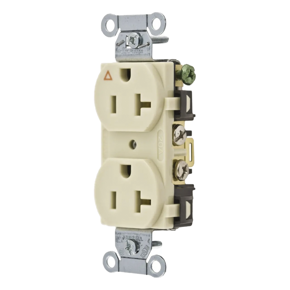 Contacto Dúplex Conexión a Tierra Aislada/ 20 A 125 V/ 2 polos 3 Hilos/ Color Marfil/ Nema 5- 20R/ Grado Comercial.