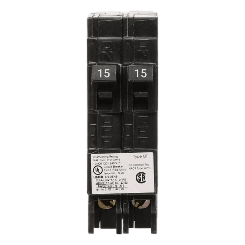 Interruptor automático DUPLEX enchufable tipo QT 2 polos, 30-30 amp