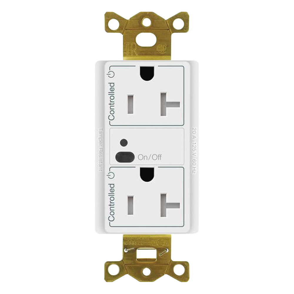 Receptáculo inalámbrico de 20 A tipo split con un contacto controlado y uno de alimentación continua, tecnología Clear Connect, para sistema Vive de