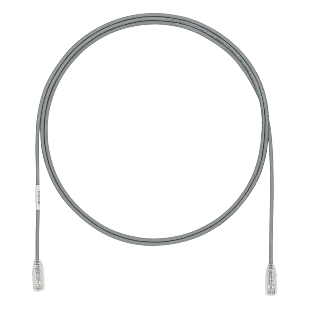 Cable de Parcheo UTP Cat6A, CM/LSZH, Diámetro Reducido (28AWG), Color Gris, 6.1 Metros (20 Pies)