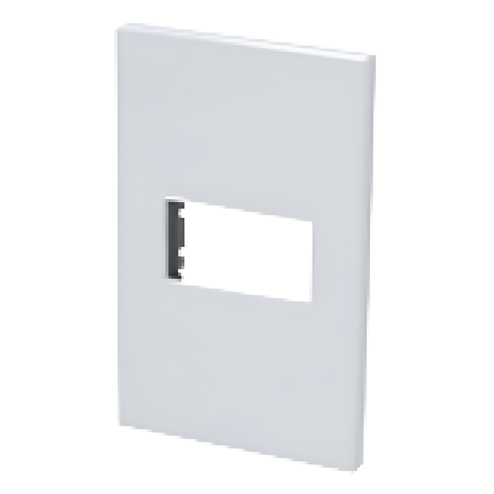 Placa de policarbonato con base de acero para 1 módulo 1/3 color blanco.