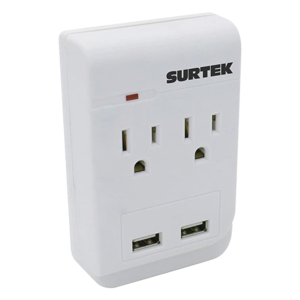 Multicontacto de ABS con 2 contactos aterrizados y 2 puertos USB.