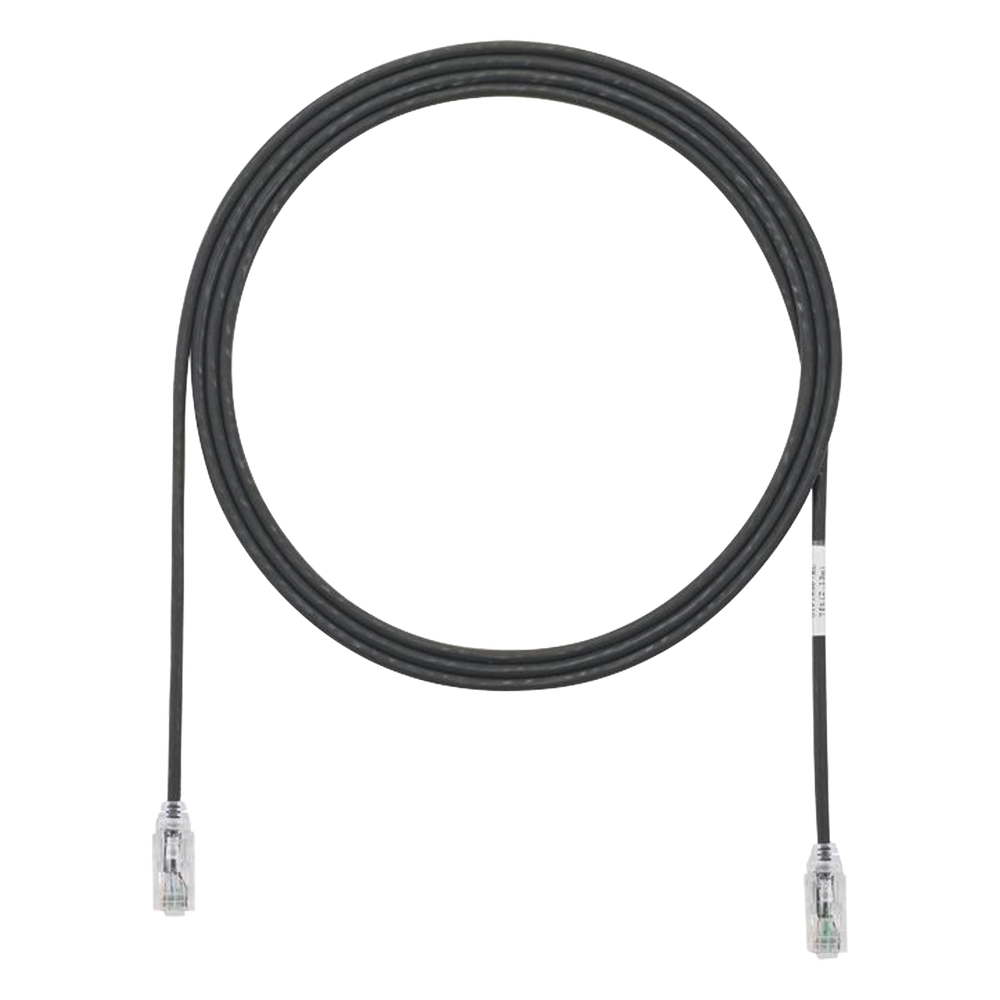 Cable de Parcheo TX6, UTP Cat6, Diámetro Reducido (28AWG), Color Negro, 3.05 Metros (10 Pies)