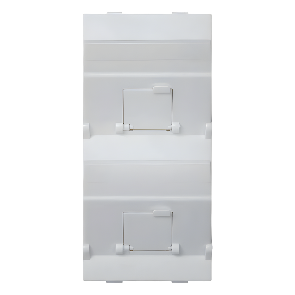 (S80BMD64/9) Placa Voz y Datos Inclinada con Guardapolvo y Adaptador Doble para RJ45 Keystone