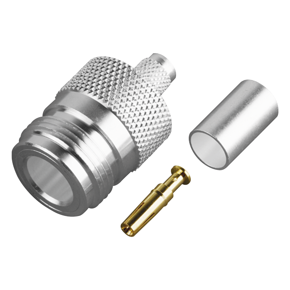 Conector N Hembra de Anillo Plegable para Cable PROFLEX ó Grupo P, Plata/ Oro/ Teflón