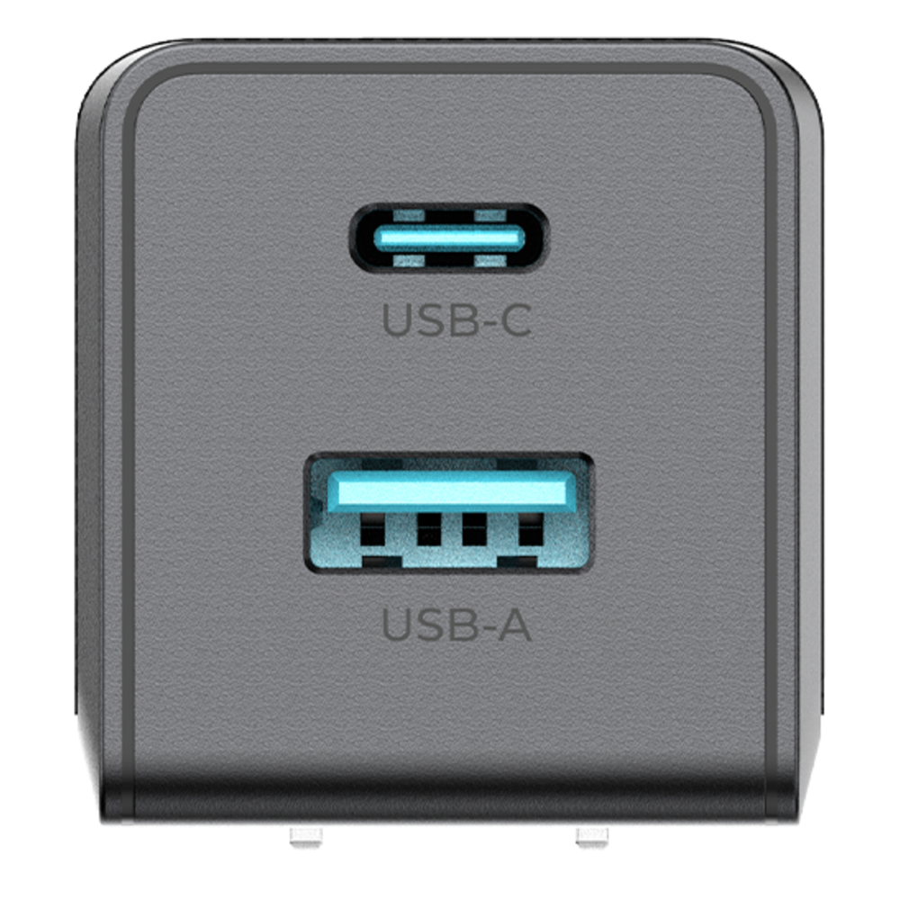 Cargador GaN III 35W / USB-C PD 35W + USB-A 22.5W / Doble Puerto Simultáneo / PD3.0 PPS QC4.0 AFC SCP FCP / Diseño Plegable de Bolsillo / Protección