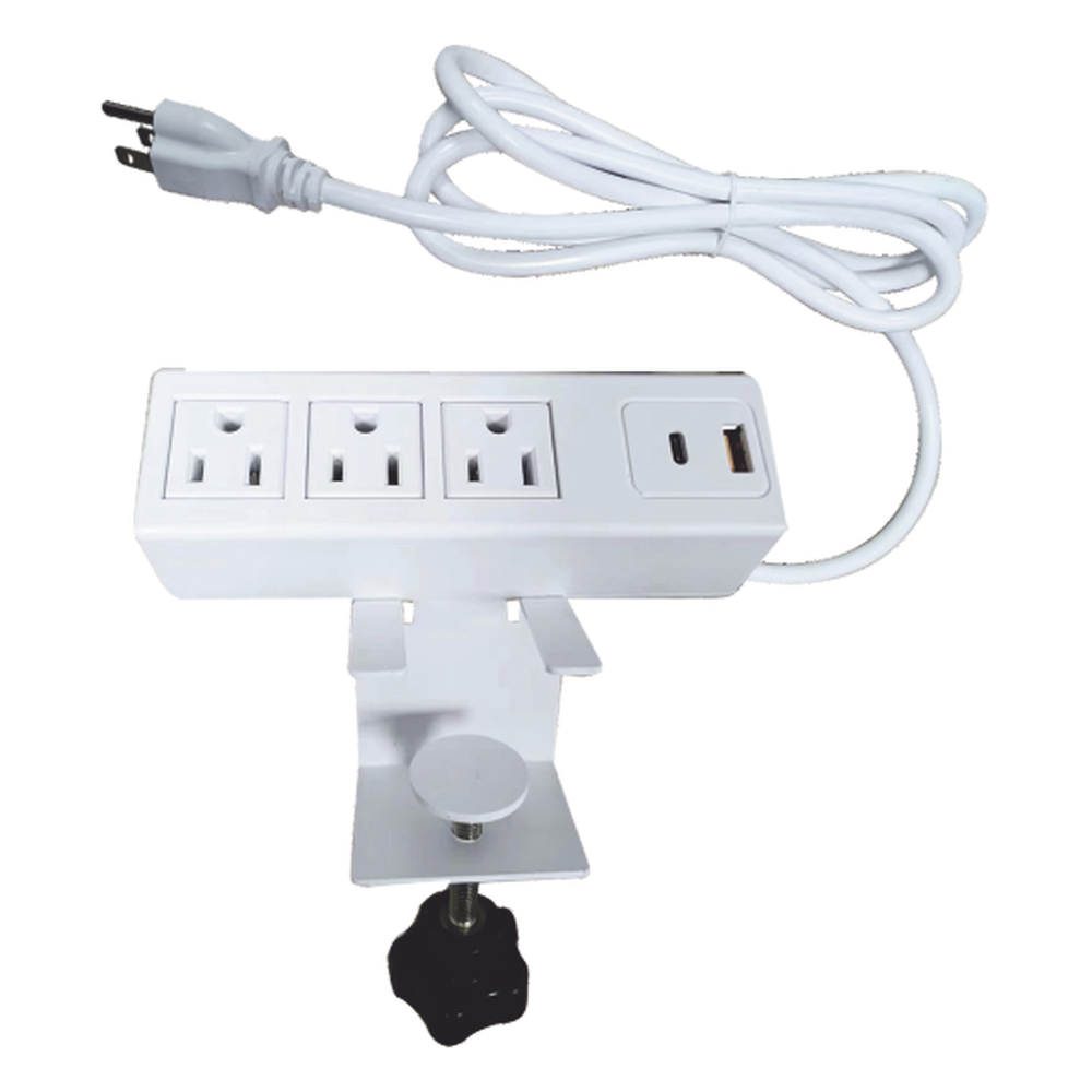 Tomacorriente para Escritorio / Cuenta con Bracket Ajustable a Diferentes Grosores / 3 Contactos 110VCA / 2 Contactos para Carga USB ( 1 contacto