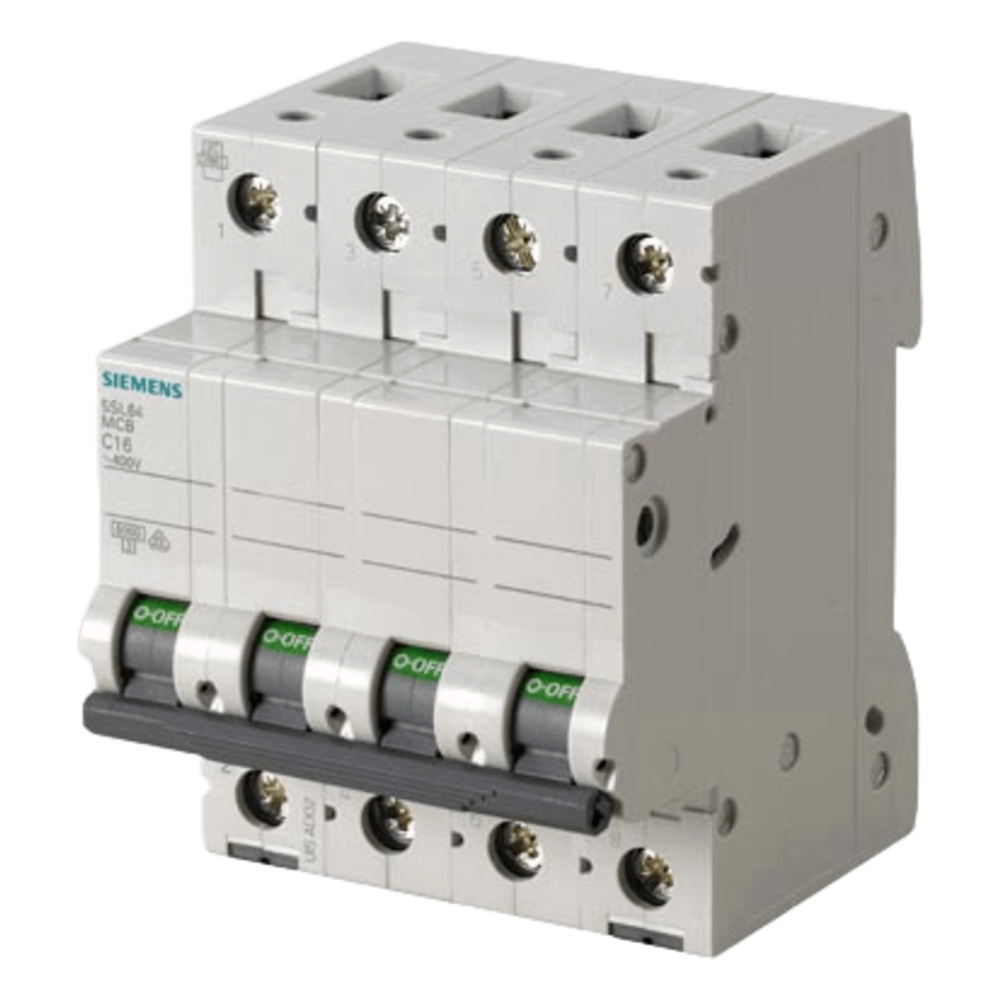 Interruptor Riel Dinn Tipo 5SL6, 4 polos, 16 amp