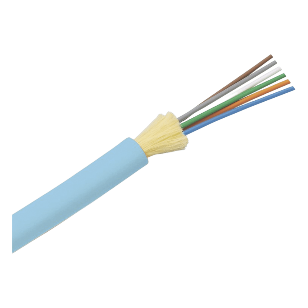 Cable de Fibra Óptica de 6 Hilos, Multimodo OM4 50/125 Optimizada, Interior, Tight Buffer 900um, No Conductiva (Dieléctrica), OFNP (Plenum), Precio