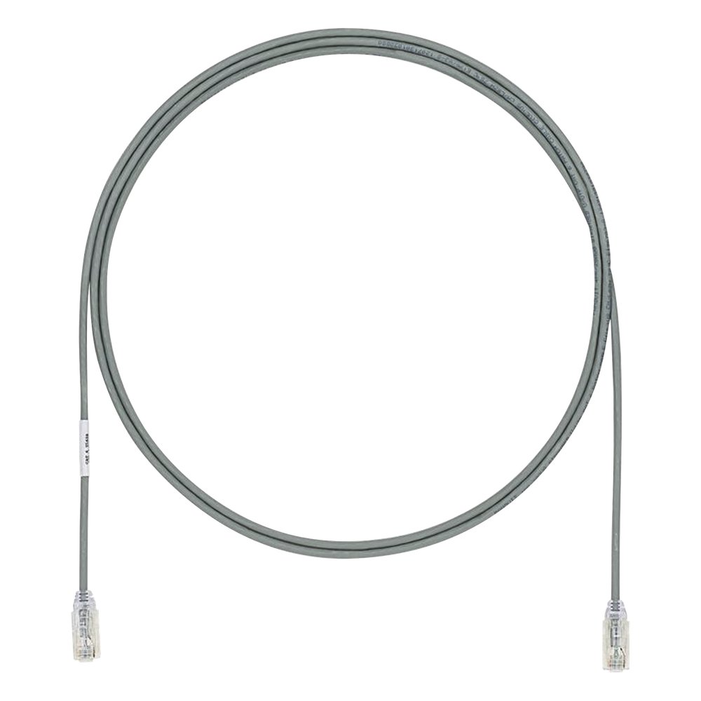 Cable de Parcheo UTP Cat6A, CM/LSZH, Diámetro Reducido (28AWG), Color Gris, 2.13 Metros (7 Pies)