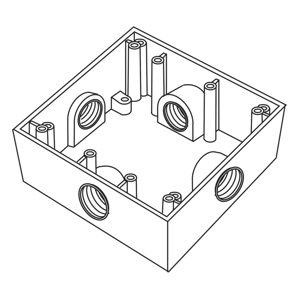 Caja Cuadrada de 3/4" (19.05 mm) a Prueba de Intemperie/ Cuenta con 4 bocas.