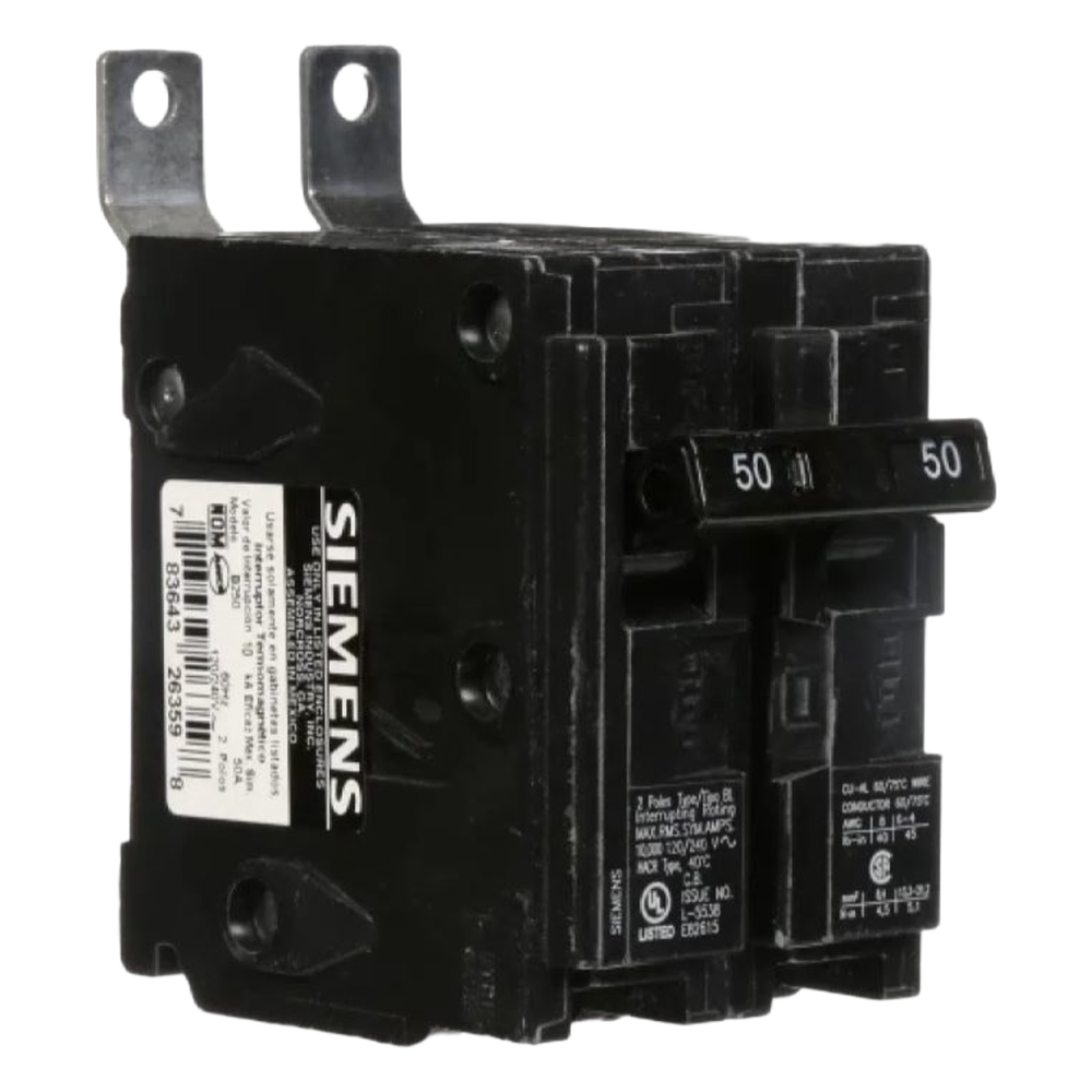Interruptor automático atornillable tipo BL 2 polos, 50 amp.