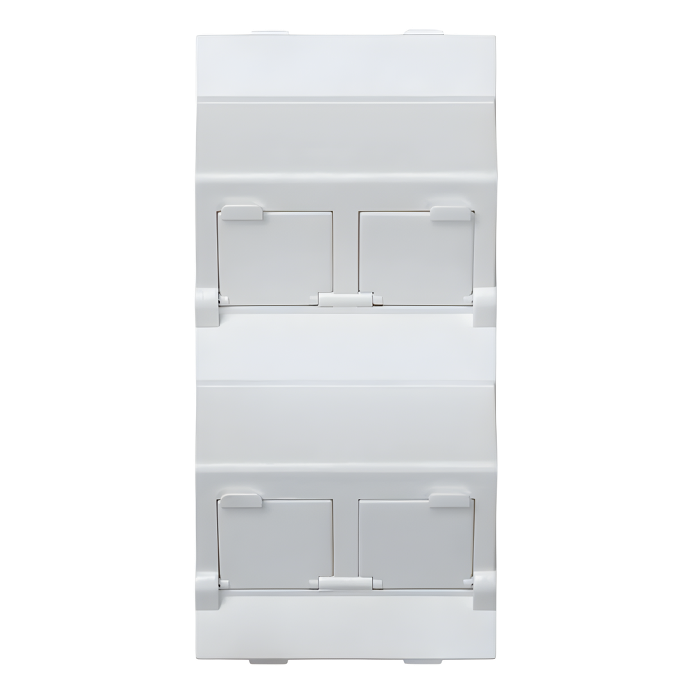 (S80CMD64/9) Placa Voz y Datos Inclinada con Guardapolvo y Adaptador Cuádruple para RJ45 Keystone
