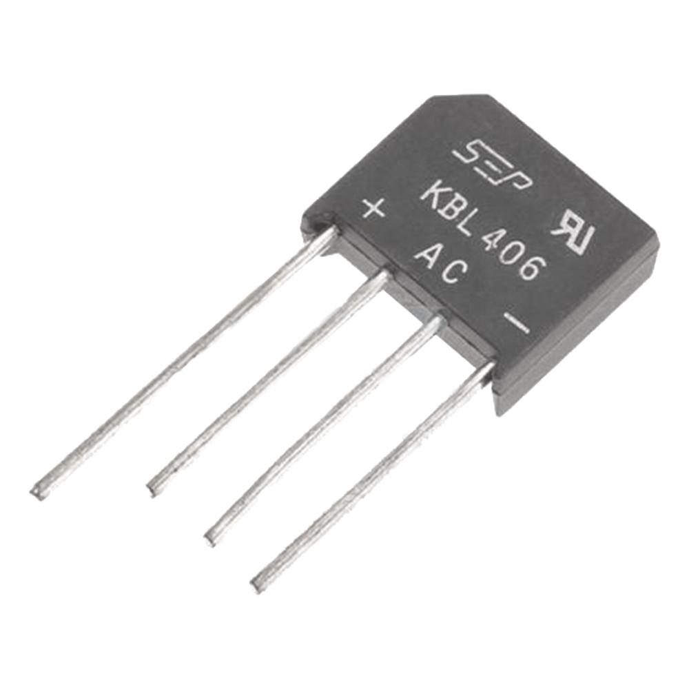 Puente Rectificador de Silicio, 4 Amp. 600 Volt, Fase Sencilla, Encapsulado KBL