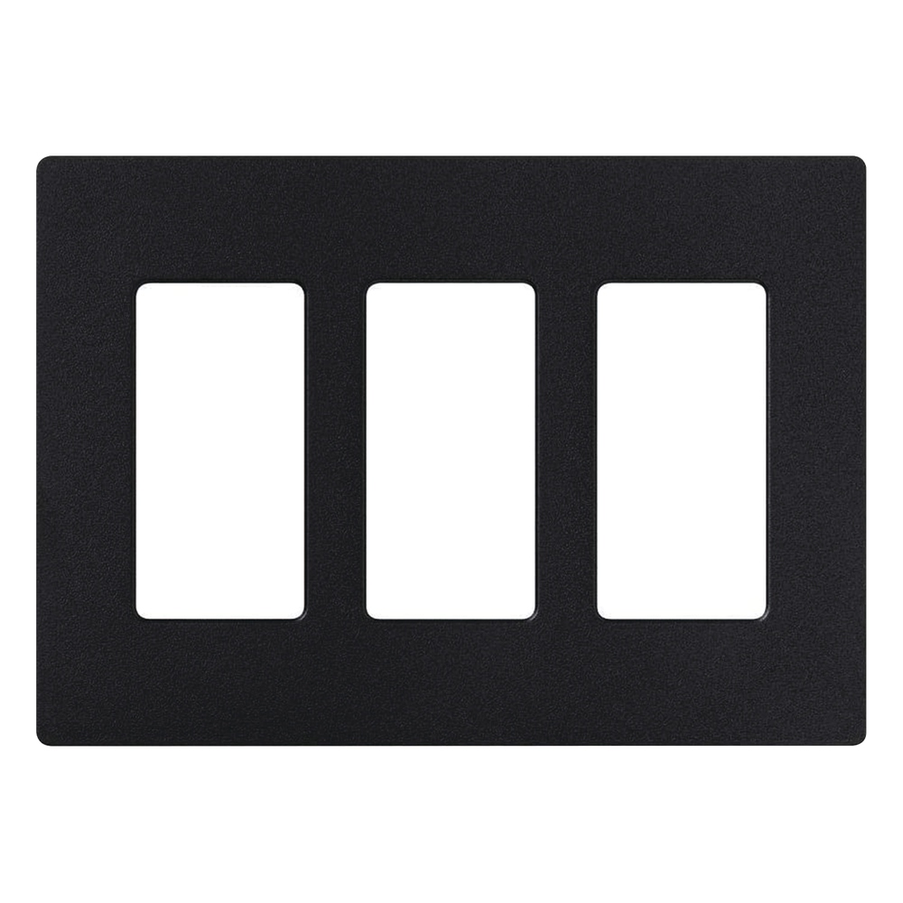 Placa de pared Satin Colors de 3 espacios sin tornillos visibles, acabado satinado color Midnight, para atenuadores, apagadores y accesorios Lutron