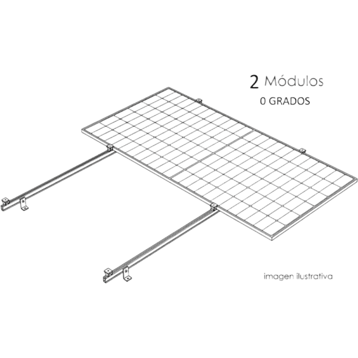Kit Basel Sistema de Montaje Fotovoltaico Para 2 Módulos a 0° / Velocidad de Viento 170 km/h / Módulo 2.382 m x 1.134 m (7.81 ft x 3.72 ft)
