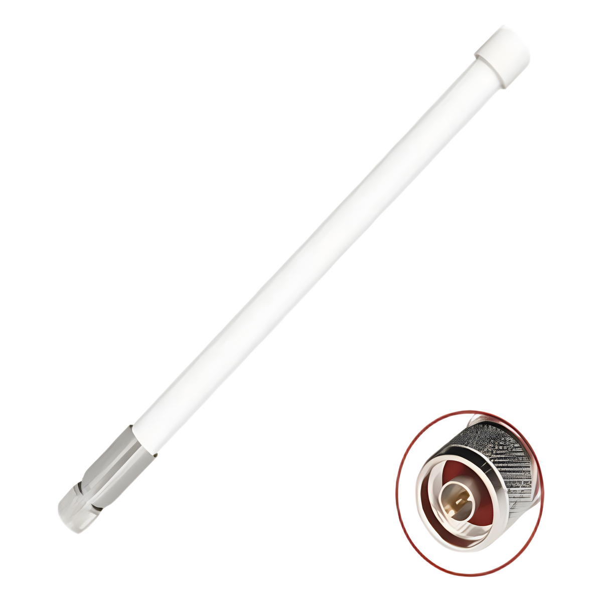 1 Antena Omnidireccional / Doble Banda 2.4 GHz y 5 GHz / Ganancia 7 dBi (2.4 GHz) y 10 dBi (5 GHz) / Exterior / Polarización Vertical / Conector N