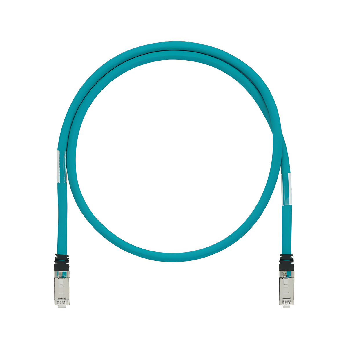 Patch Cord Cat6A de Grado Industrial 600V, Blindado SF/UTP, Calibre 26 AWG, Color Aqua, 15 Metros (49.21 Pies)