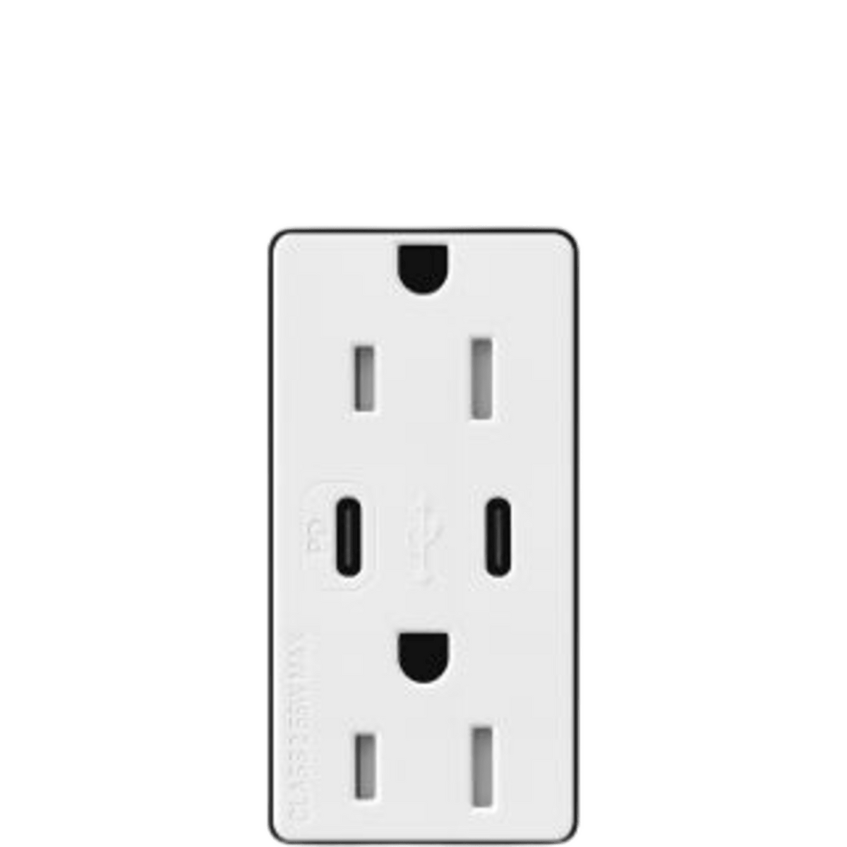 Tomacorriente receptáculo convencional 120V, 15A, color blanco.