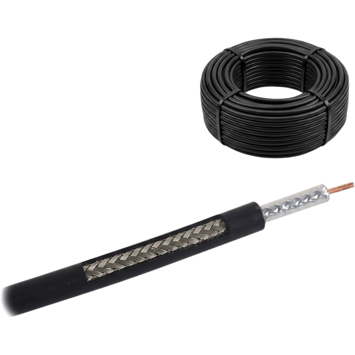 Rollo de 15 metros de Cable Coaxial Tipo RG-58, LMR-195, Baja Pérdida de 50 Ohms, Conductor de Cobre Sólido