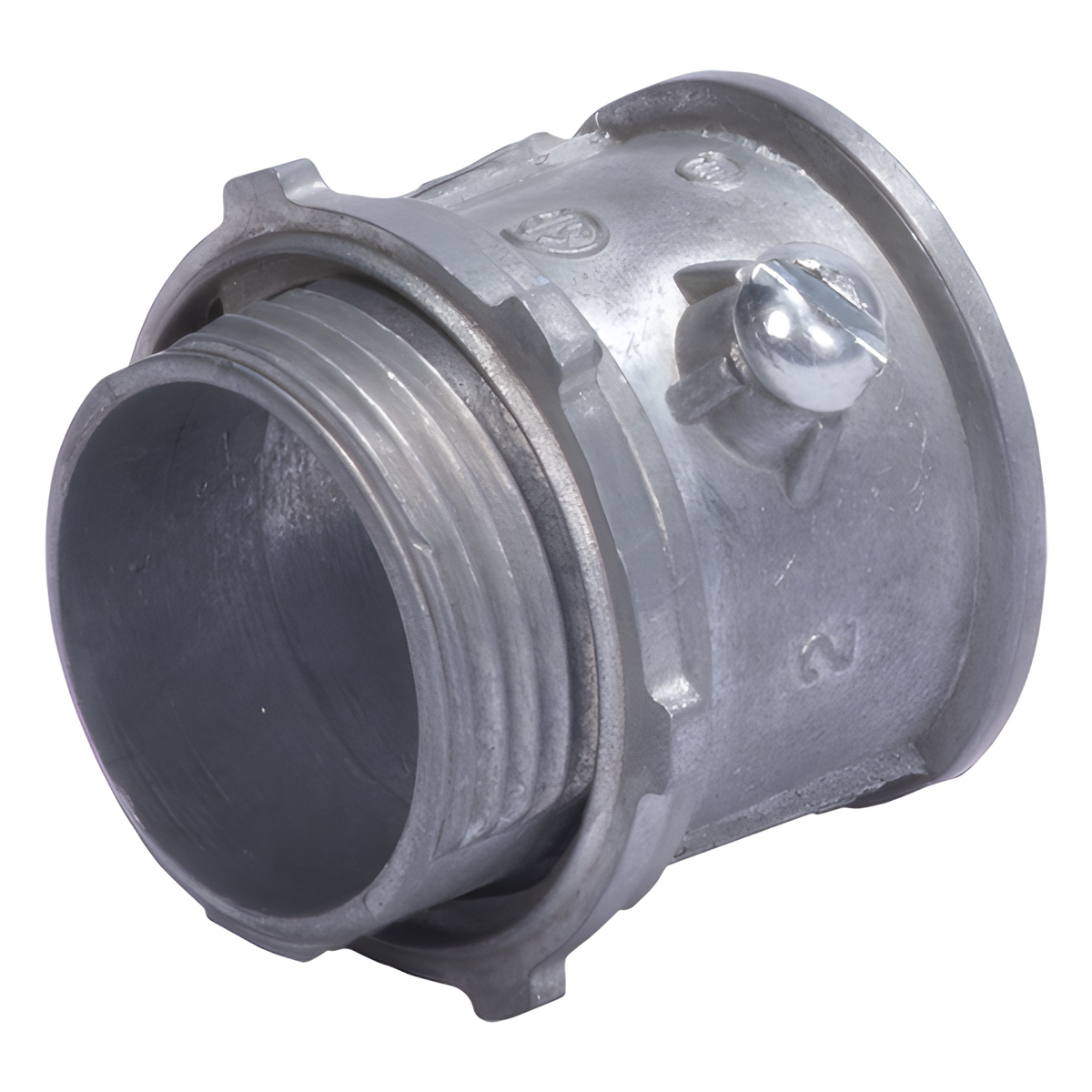 Conector 1 1/4" (32mm) pared delgada con tornillo galvanizado etiqueta verde