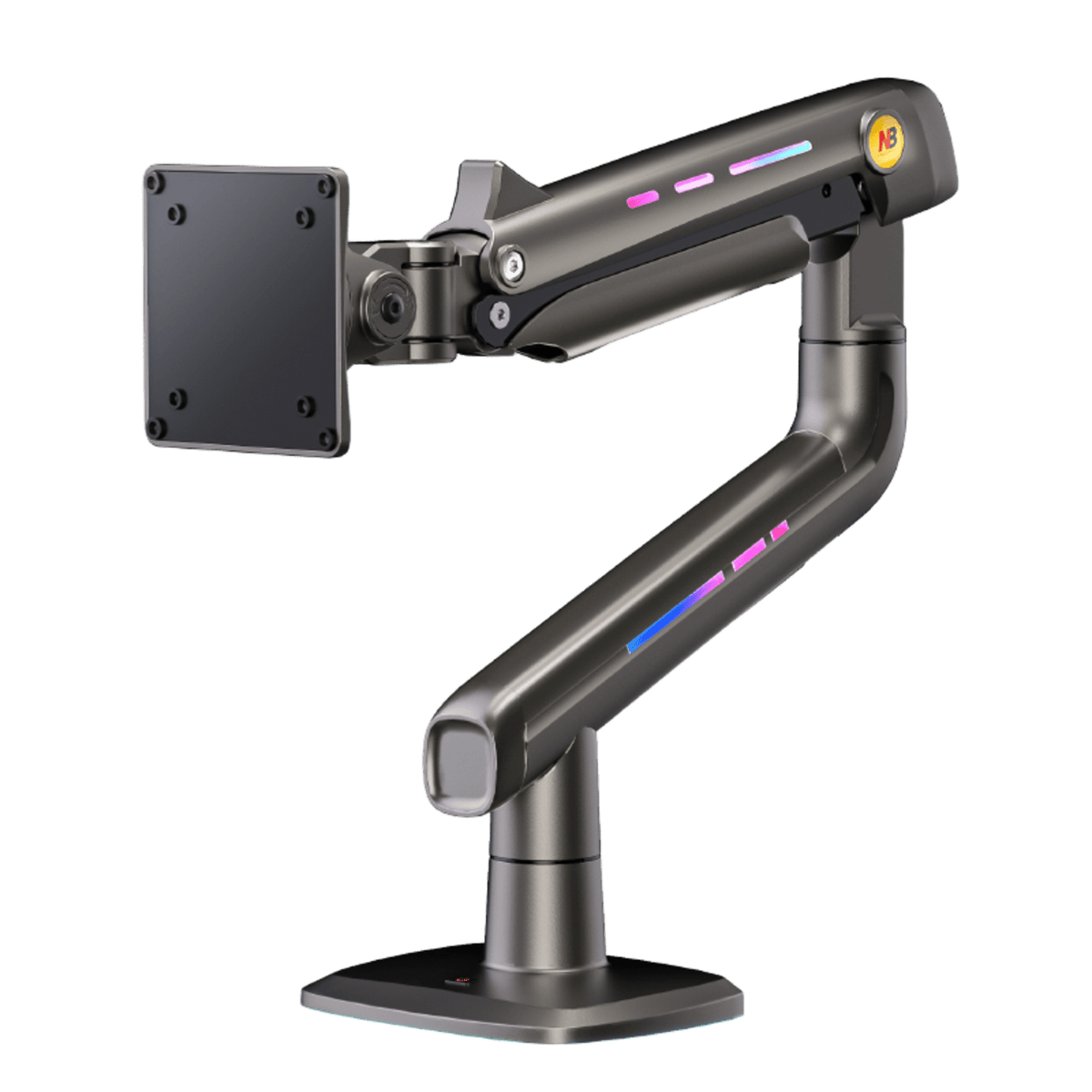 Soporte Mecánico Gaming NB F5 / Monitores de 32" a 60" / VESA 75x75 y 100x100 mm / Carga 2-20 kg (4.4-44 lbs) / Iluminación RGB / Sistema de Resorte