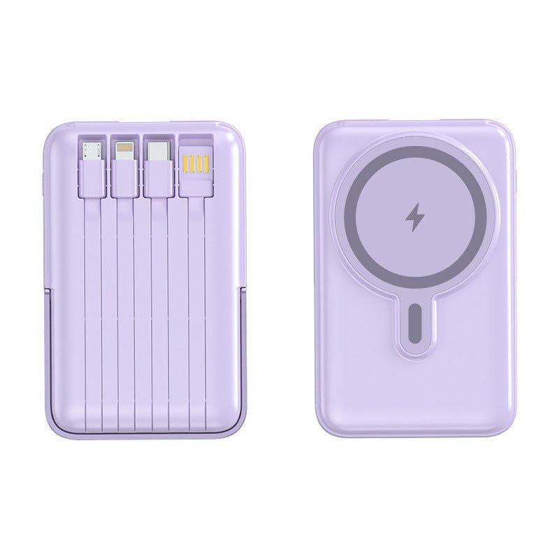 Power bank 10,000mAh portátil con magsafe y cables de carga incorporados y base - Ciaespinoza.com