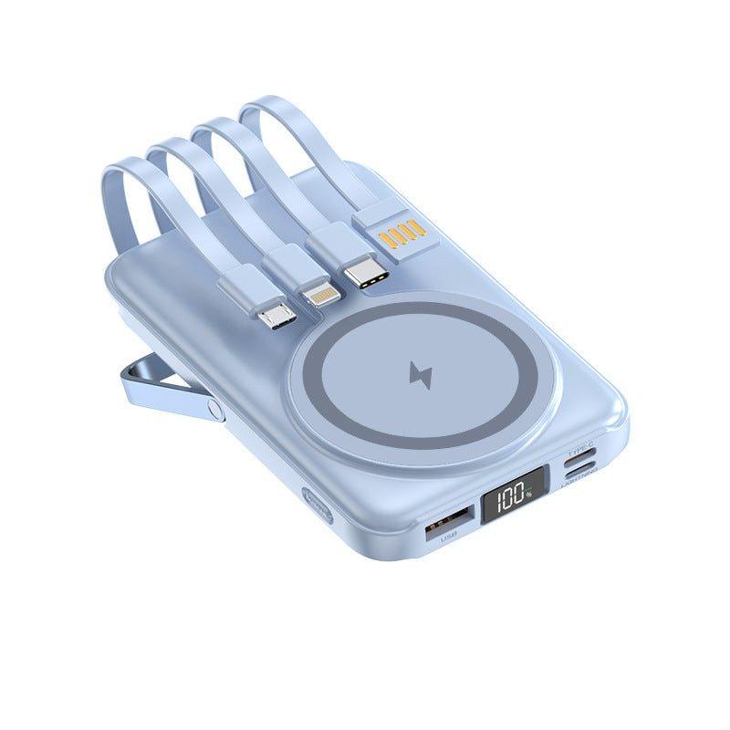 Power bank 10,000mAh portátil con magsafe y cables de carga incorporados y base - Ciaespinoza.com