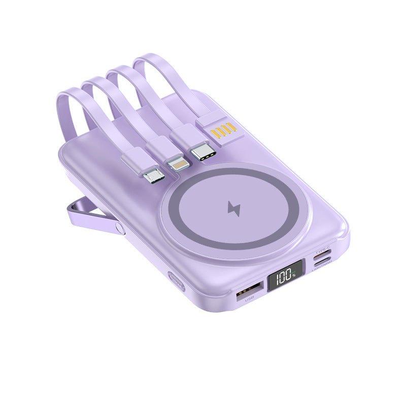 Power bank 10,000mAh portátil con magsafe y cables de carga incorporados y base - Ciaespinoza.com