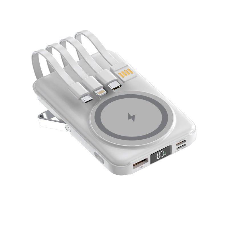 Power bank 10,000mAh portátil con magsafe y cables de carga incorporados y base - Ciaespinoza.com