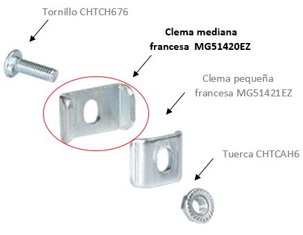 Clema mediana francesa, con acabado Electro Zinc