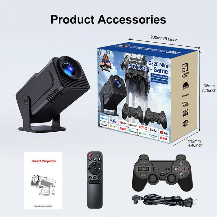 Proyector portátil con sistema de videojuegos retro, inlcuye control de proyector + 2 controles de videojuegos, Netflix, YouTube, android 11 y mas - Ciaespinoza.com