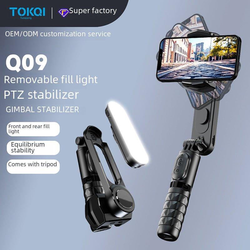 Q09 Estabilizador de mano PTZ Bluetooth Selfie Stick Trípode integrado Luz de relleno Teléfono móvil Anti-vibración Soporte de transmisión en vivo - Ciaespinoza.com