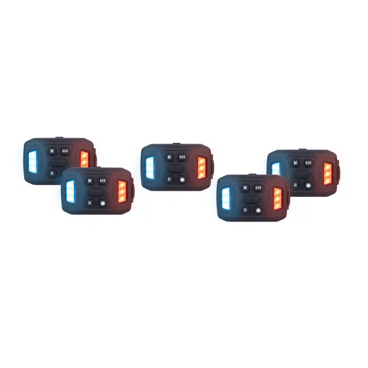 Luz Auxiliar Recargable, 26 LEDs, Rojo/Azul/Blanco, Incluye Clip y Base Magnética