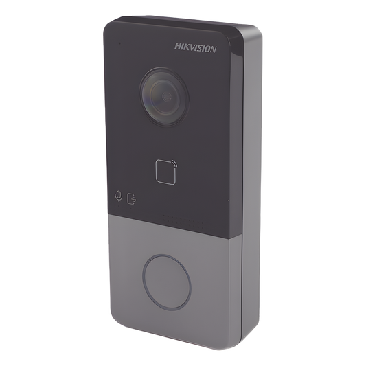 Videoportero IP 2 Megapixel / PoE Estandar / IP65 / Apertura desde Hik-connect / Soporta 1 Departamento y Hasta 6 Monitores / Soporta Tarjetas Mifare