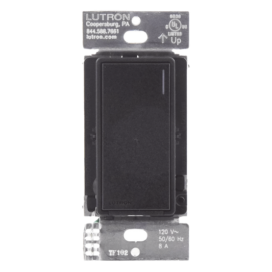 Apagador electrónico Sunnata de encendido y apagado, 8 A en iluminación y motores de 1/4 HP a 120 V, requiere neutro, color negro Midnight satinado