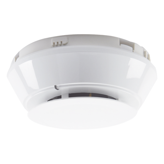 Detector de humo fotoeléctrico y térmico direccionable de 57°C, protocolo FlashScan, para lazo SLC de dos hilos, color blanco