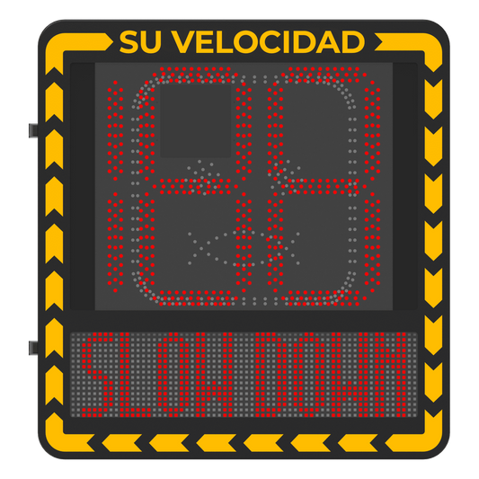 Display LED para Control de Velocidad Exterior / Distancia Visible de 100 m / LED de Alta Luminosidad y Bajo Consumo / Visualización de Velocidad con