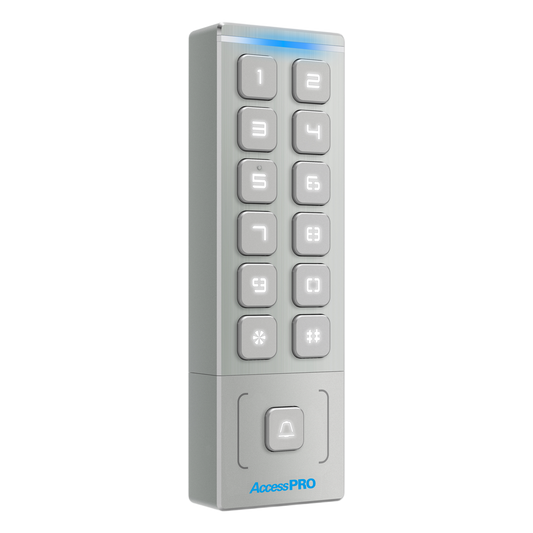 Teclado Autónomo / Diseño Slim Metálico / 1000 Tarjetas y Contraseñas / Exterior IP65 / Lector de Tarjetas Prox EM / Salida Wiegand