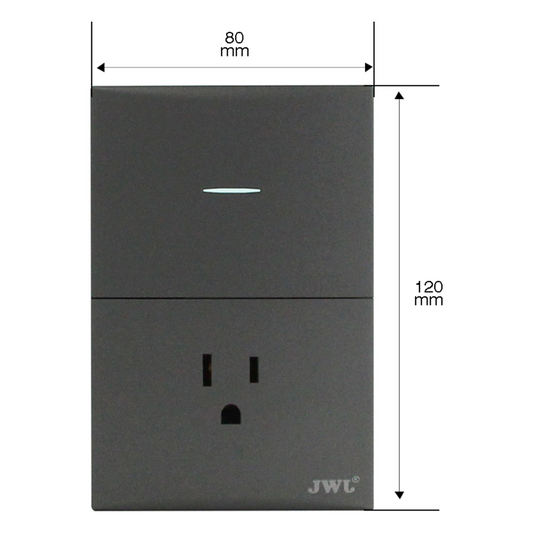 Placa con Interruptor Sencillo y 1 Toma Corriente 10 -15 A 127 V 60 Hz.