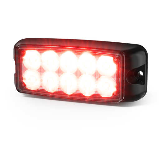 Luz de Advertencia de 10 LED, Rojo/Azul, 5x2 Pulgadas, Lente Transparente, Bisel Negro