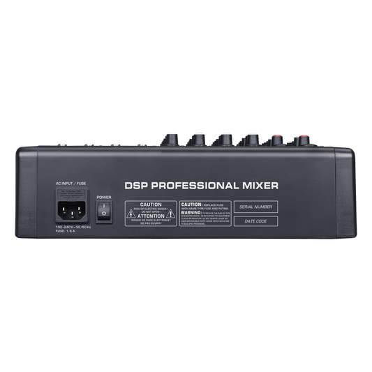 Consola de Mezcla Analógica | 8 Canales | 6 Entradas Mic/Línea | 12 Salidas | DSP Efectos | USB Media | Bluetooth | Montaje en Rack