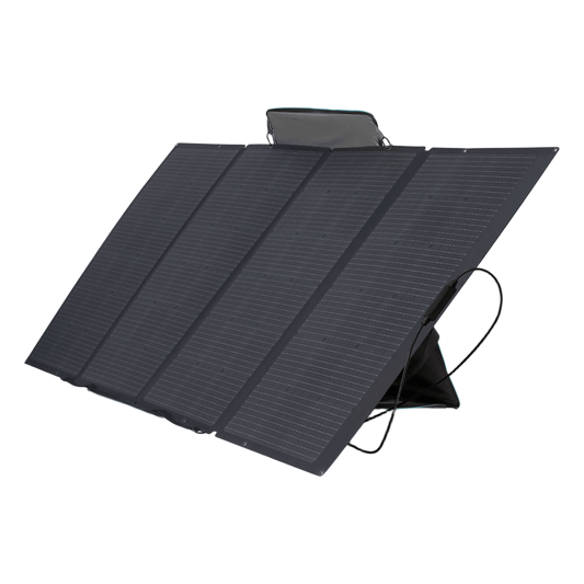 Módulo Solar Portátil y Flexible de 400W Recomendado para Estaciones Portátiles EcoFlow / Ajuste de Ángulo / Carga Eficiente / Conector XT60