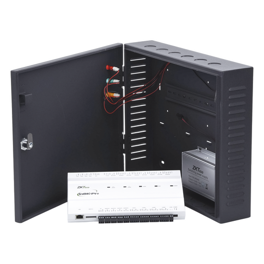 Controlador de Acceso 4 Puertas / 20,000 Huellas 30,000 Tarjetas / ADMS PUSH / TCP/IP / Gabinete y Fuente 12V 5A