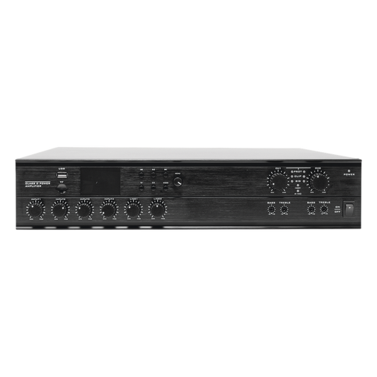 Amplificador Mezclador Matricial | 2 zonas | 240w por canal | 6 entradas | Receptor de medios