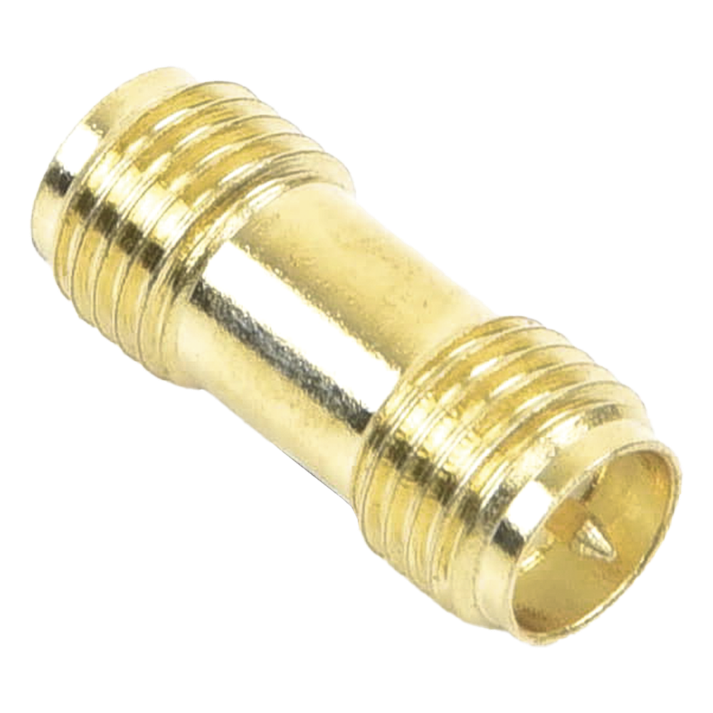 Adaptador Barril de SMA Hembra Inverso a SMA Hembra Inverso, Oro/ Oro/ Teflón