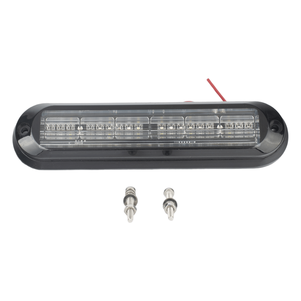 Luz Auxiliar Ultra Brillante IP67 de 18 LEDs, Color Rojo/Azul/Ambar, con mica transparente y bisel negro