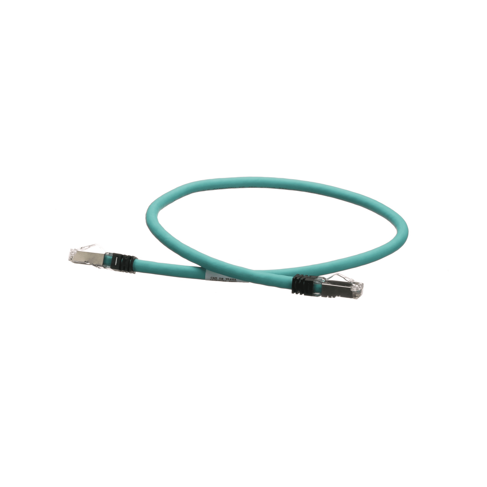 Patch Cord Cat5e de Grado Industrial 600V, Blindado SF/UTP, Calibre 24 AWG, Color Aqua, 60 cm (23.62 pulgadas).